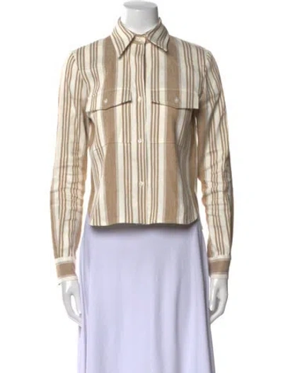 Pre-owned Twp Linen Striped Button-up Top In Neutral