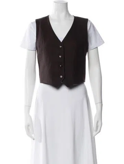 Pre-owned Twp Linen Vest In Brown