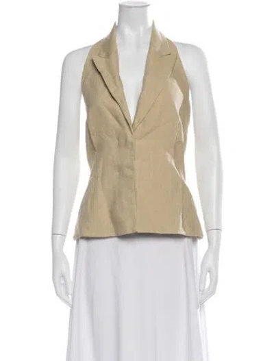 Pre-owned Twp Linen V-neck Top In Neutrals