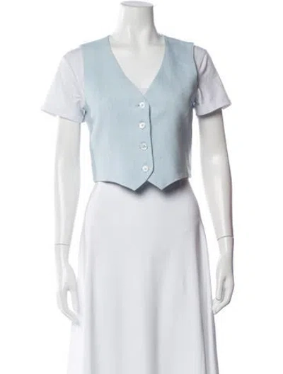 Pre-owned Twp Linen V-neck Top In White