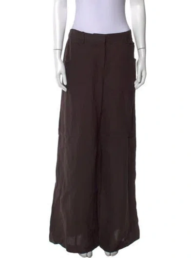 Pre-owned Twp Linen Wide Leg Pants In Brown