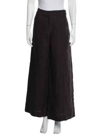 Pre-owned Twp Linen Wide Leg Pants In Brown