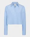 Twp Little Big Joe Cropped Button-front Shirt In Blue