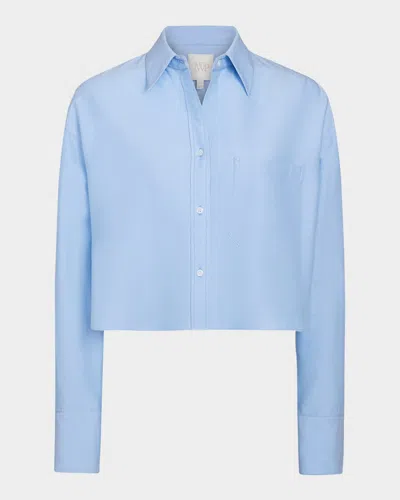 Twp Little Big Joe Cropped Button-front Shirt In Blue