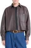 Twp Little Big Joe Leather Button-up Shirt In Brown