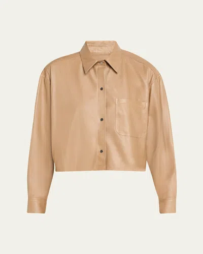 Twp Little Big Joe Shirt In Leather In Brown