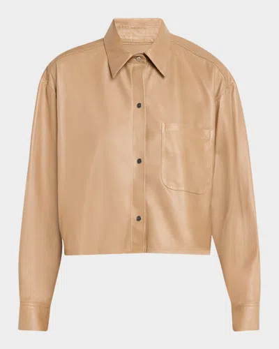 Twp Little Big Joe Shirt In Leather In Brown