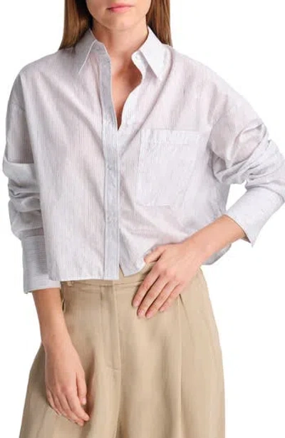 Twp Little Big Joe Stripe Cotton & Linen Crop Button-up Shirt In White