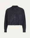 Twp Little Big Joe Suede Button-front Shirt In Blue