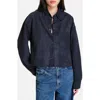 Twp Little Big Joe Suede Snap-up Shirt In Blue