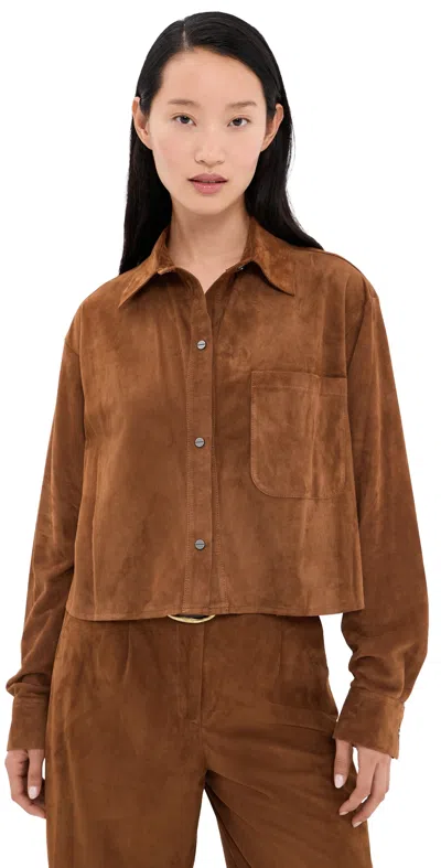Twp Little Big Joe Leather Shirt Jacket In Brown