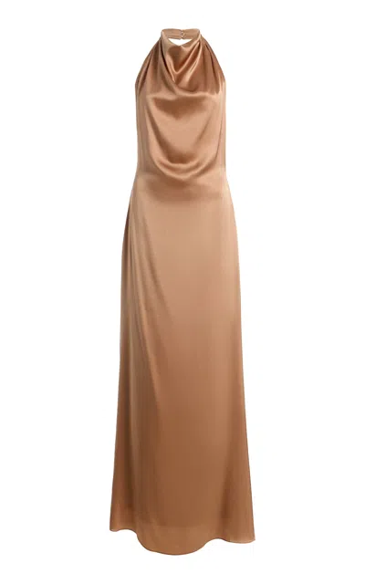 Twp Lola Stretch-silk Dress In Brown
