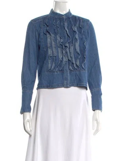 Pre-owned Twp Long Sleeve Blouse In Blue