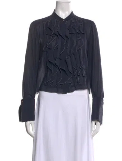 Pre-owned Twp Long Sleeve Blouse In Blue
