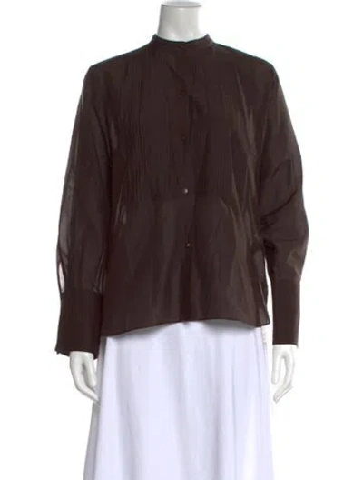 Pre-owned Twp Long Sleeve Blouse In Brown