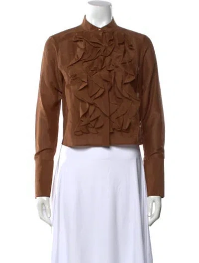 Pre-owned Twp Long Sleeve Blouse In Brown