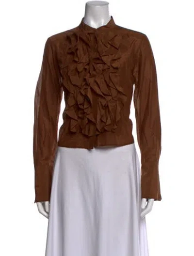 Pre-owned Twp Long Sleeve Blouse In Brown