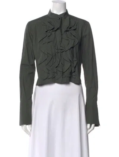 Pre-owned Twp Long Sleeve Blouse In Green