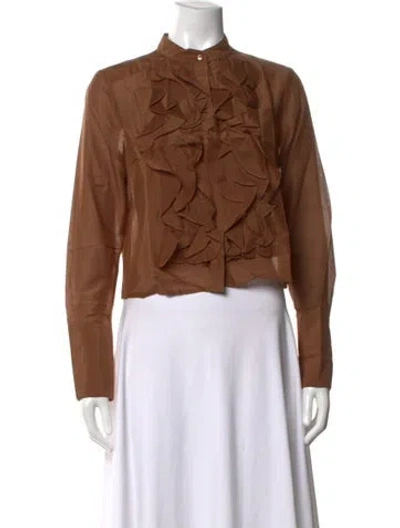 Pre-owned Twp Long Sleeve Blouse W/ Tags In Brown