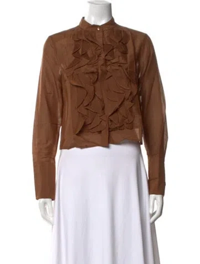 Pre-owned Twp Long Sleeve Blouse W/ Tags In Brown