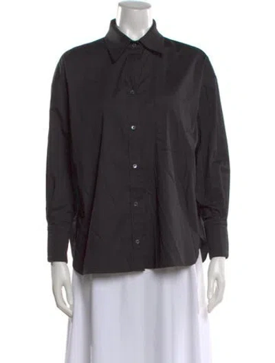 Pre-owned Twp Long Sleeve Button-up Top In Black