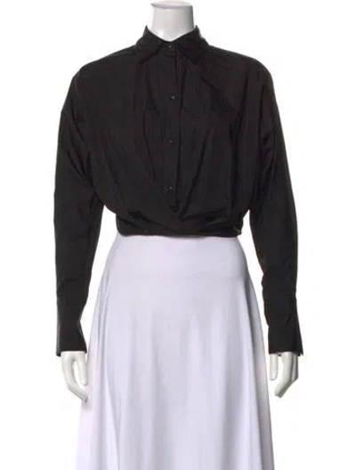 Pre-owned Twp Long Sleeve Button-up Top In Black