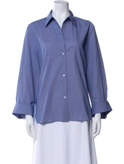 Pre-owned Twp Long Sleeve Button-up Top In Blue