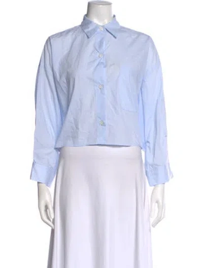 Pre-owned Twp Long Sleeve Button-up Top In Blue