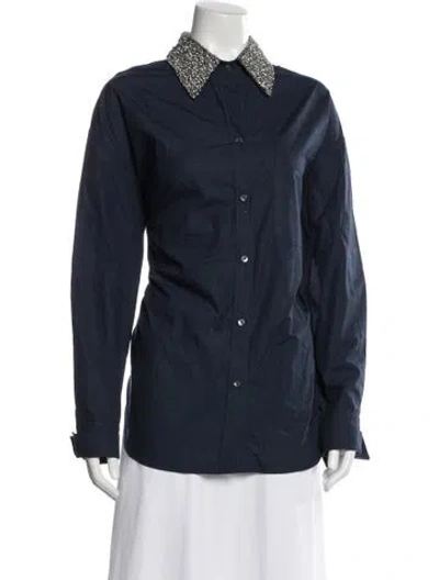 Pre-owned Twp Long Sleeve Button-up Top In Blue