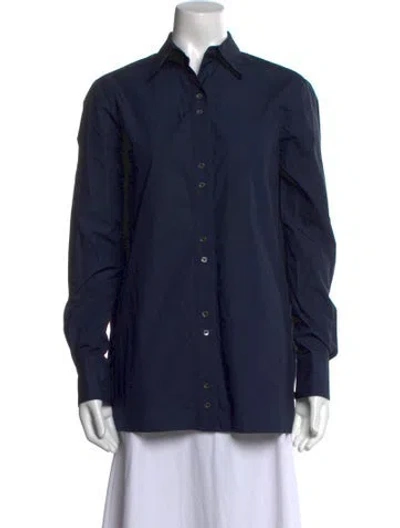 Pre-owned Twp Long Sleeve Button-up Top In Blue