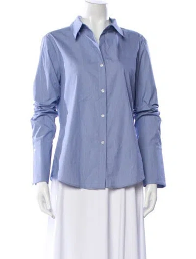 Pre-owned Twp Long Sleeve Button-up Top In Blue