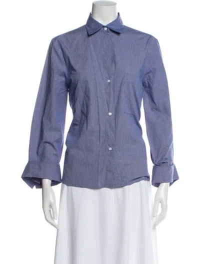 Pre-owned Twp Long Sleeve Button-up Top In Blue