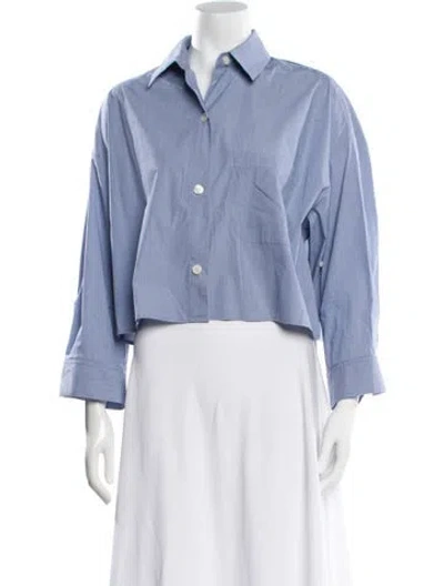 Pre-owned Twp Long Sleeve Button-up Top In Blue