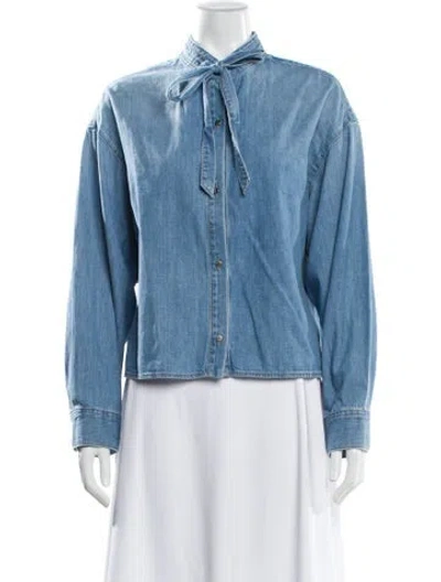 Pre-owned Twp Long Sleeve Button-up Top In Blue