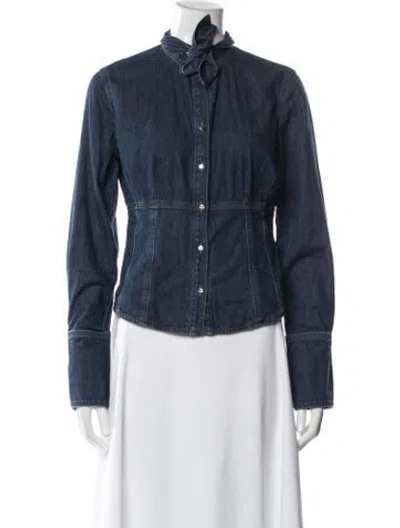 Pre-owned Twp Long Sleeve Button-up Top In Blue