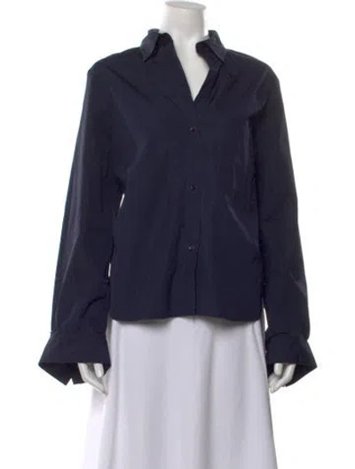 Pre-owned Twp Long Sleeve Button-up Top In Blue