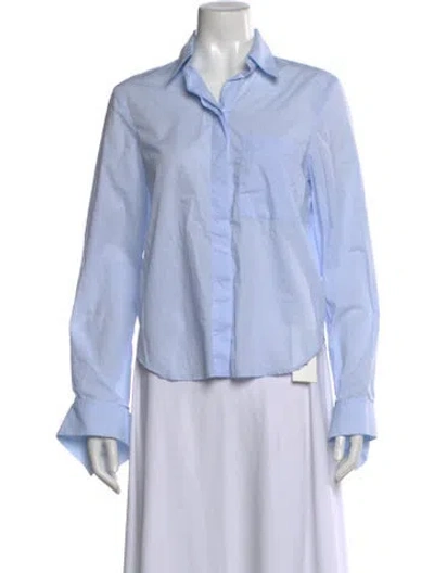 Pre-owned Twp Long Sleeve Button-up Top In Blue