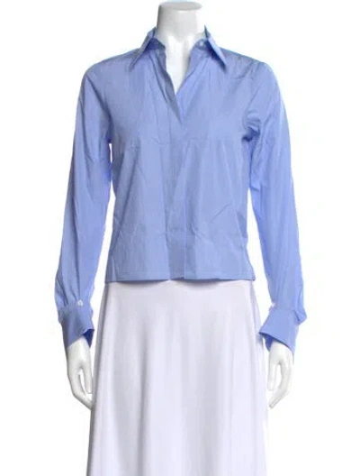 Pre-owned Twp Long Sleeve Button-up Top In Blue