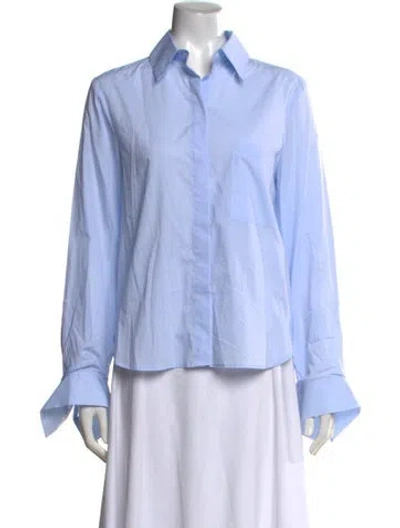 Pre-owned Twp Long Sleeve Button-up Top In Blue