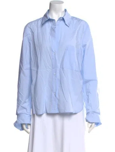 Pre-owned Twp Long Sleeve Button-up Top In Blue
