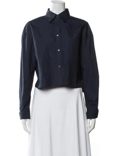 Pre-owned Twp Long Sleeve Button-up Top In Blue