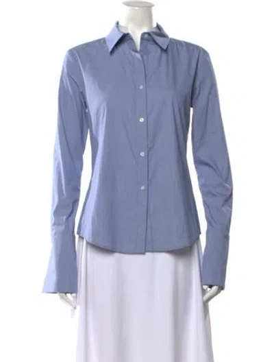 Pre-owned Twp Long Sleeve Button-up Top In Blue