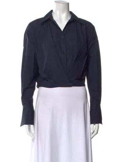 Pre-owned Twp Long Sleeve Button-up Top In Blue