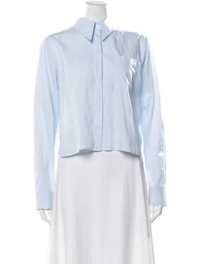 Pre-owned Twp Long Sleeve Button-up Top In Blue