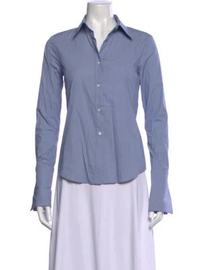 Pre-owned Twp Long Sleeve Button-up Top In Blue