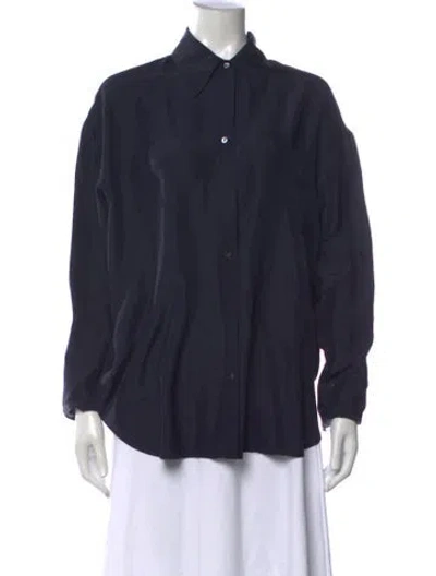Pre-owned Twp Long Sleeve Button-up Top In Blue