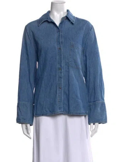 Pre-owned Twp Long Sleeve Button-up Top In Blue