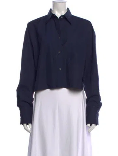 Pre-owned Twp Long Sleeve Button-up Top In Blue