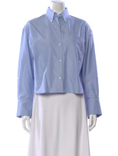 Pre-owned Twp Long Sleeve Button-up Top In Blue