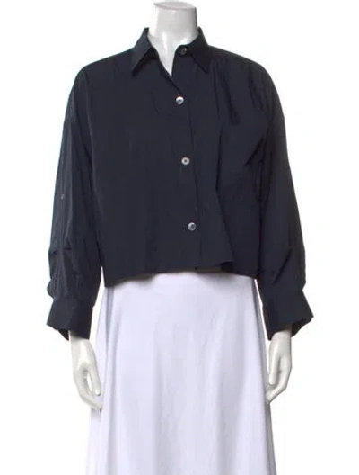 Pre-owned Twp Long Sleeve Button-up Top In Blue